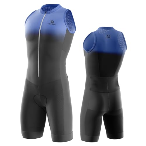 Triathlon Anzug Herren Herren Radsportanzug gepolstert einteilig Trisuit Bike Top Short Trisuit Einteiler für WettkampfGeeignet zum Laufen, Radfahren, Schwimmen (TYP-13,L)