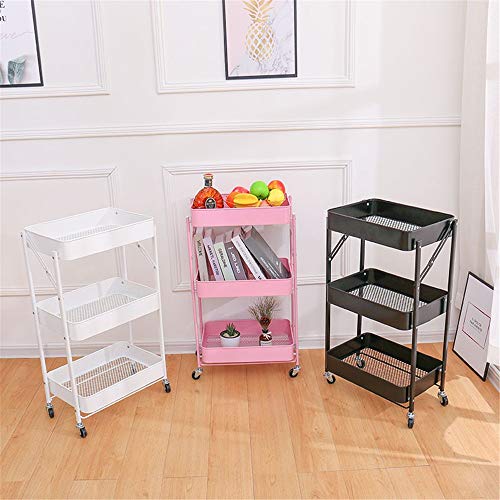 LASTRAN Trolley Organizer Trolley mit Rädern und 3 Schwerenduty Metall Mesh Korb Regale Tragbare Rollende Wäsche Utility Cart Geeignet für Küche Badezimmer Waschküche