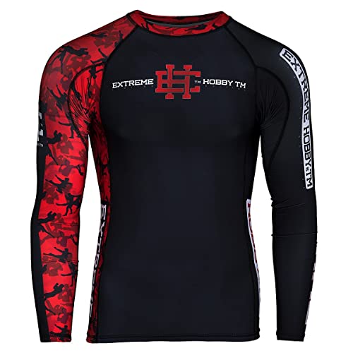 Extreme Hobby Langarm-Rashguard, Langen Ärmeln, Sport Tshirts Herren, Kampfsport, Funktionsshirt, Fitnessshirt Männer, Kompressionsshirt Rash Guard