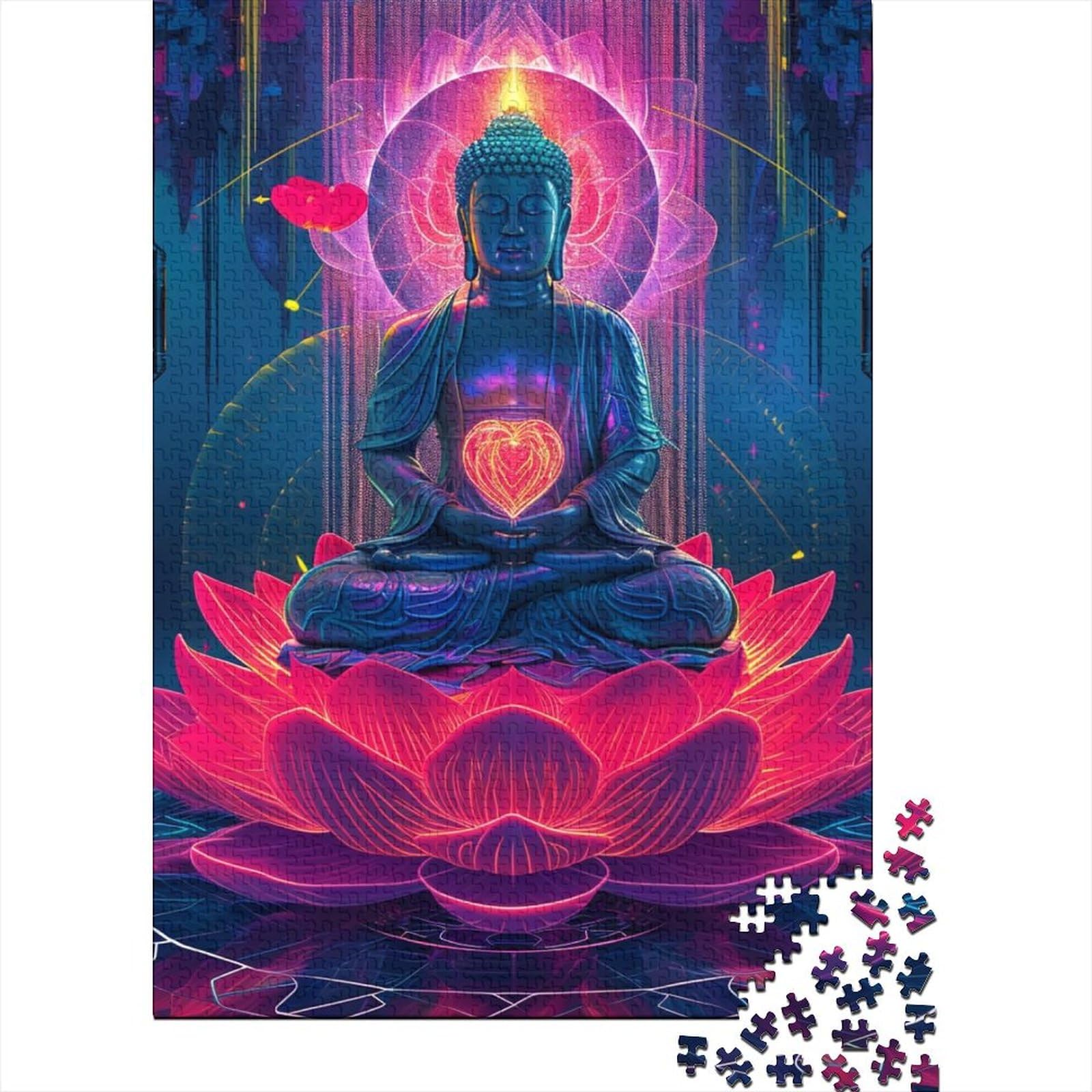 Buddha-Holzpuzzle für Erwachsene, Puzzlespielzeug, Erwachsenenpuzzle 500 Teile für anspruchsvolles Puzzlespiel und Familienspiel 20,47x14,96 Zoll