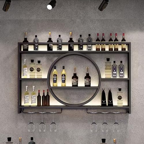 Weinregal zur Wandmontage, Weinregale, freistehend, Weinglashalter, modernes Metallwand-Wein-Display-Rack, Bar-Regal, hängendes Weinglasregal, Aufbewahrungsregale, für Zuhause, Restaurant, Bars