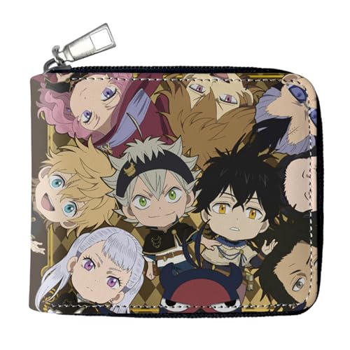 RYNDEX Black Clov-er Geldtasche Anime, Spaß Süß Kawaii Kartenetui mit Münzfach, Kindergeldbörse für Ausweis Banknote Münze Foto(Color:Multicolor 6)