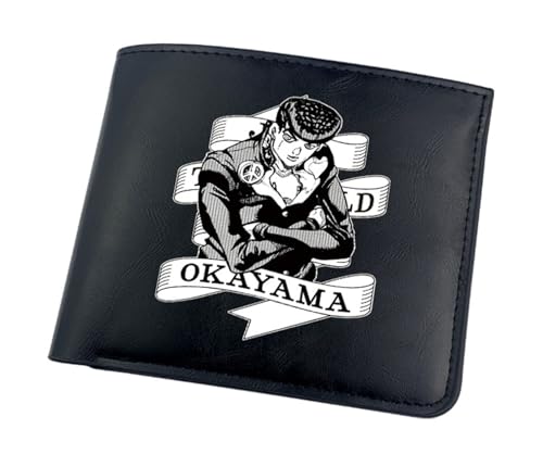 RYNDEX Jo-Jo's Bizar-re Adventu-re Anime-Geldbörsen, Cartoon-Druck Geldbörse Klein, PU-Leder Geldbörse Brieftasche Wallet(Color:Black 14)