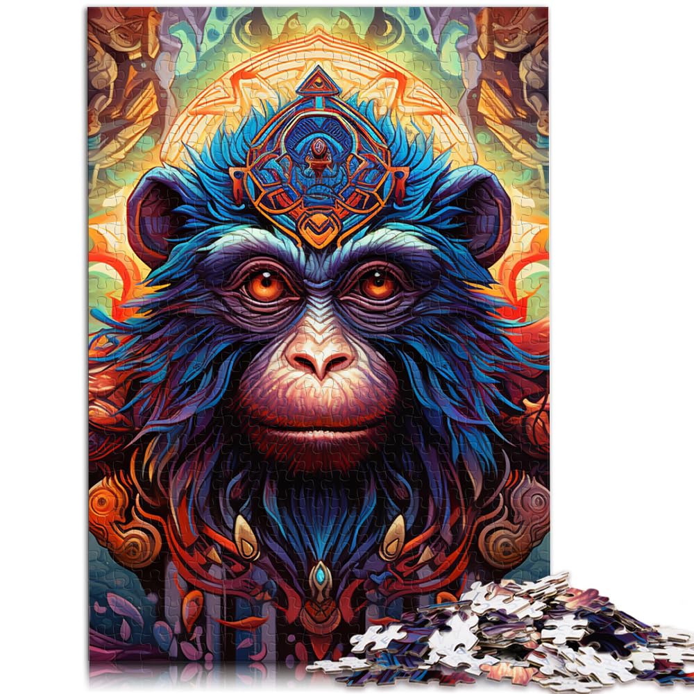 Puzzles für Psychedelic Monkey. 1000-teiliges Holzpuzzle. Jedes Teil ist einzigartig – anspruchsvolles, unterhaltsames Familienspiel. 1000 Teile (50 x 75 cm)