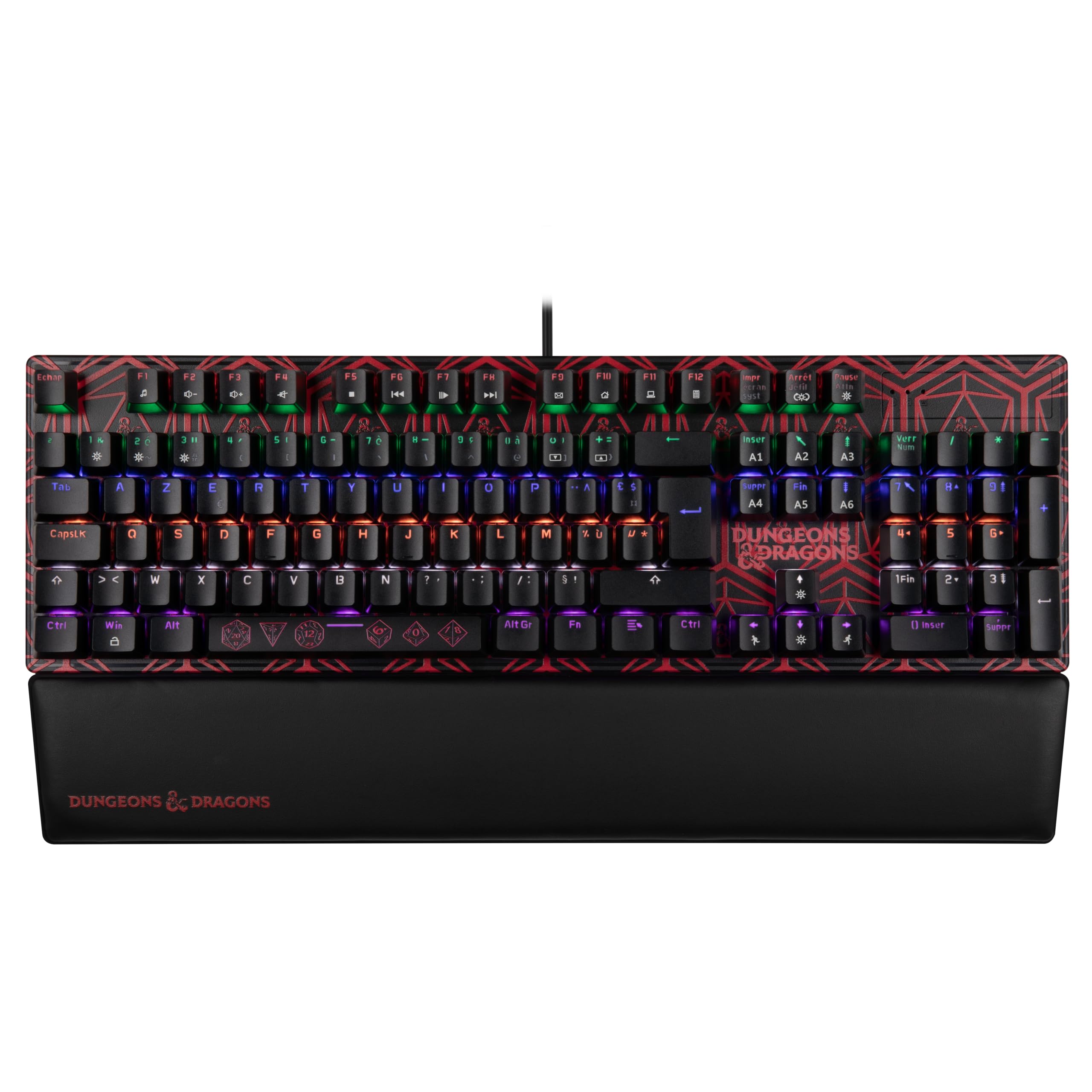 Konix Dungeons & Dragons Kabelgebundene mechanische Gaming-Tastatur AZERTY - Anti-Ghosting - 20 Lichteffekte - 1,7 m Kabel