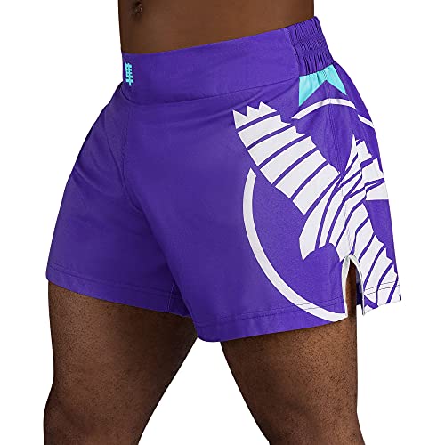 Hayabusa Icon Kickbox-Shorts für Herren, violett / weiß, Mittel