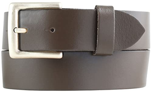 BELTINGER Gürtel aus 100% echtem Leder mit altsilberner Gürtelschließe 4 cm | Jeans-Gürtel für Damen Herren 40mm | Spaltleder-Gürtel in 4cm | Braun 115cm