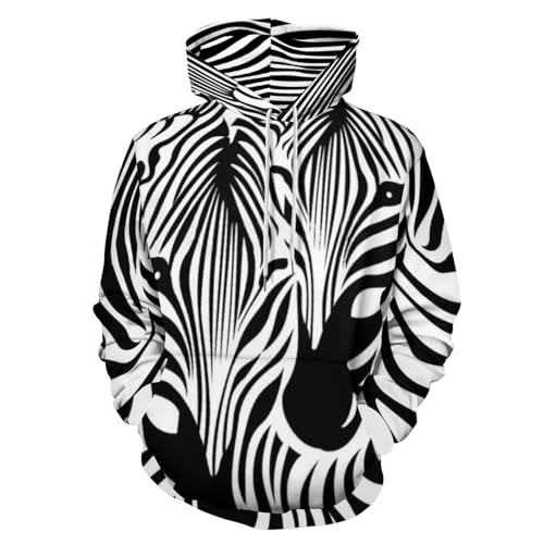 HABXNJF Kapuzen-Sweatshirt, abstraktes Tier, Zebra Hoodie, Mode Hoodie mit Tasche für Herren Damen, Abstraktes Tier Zebra, S