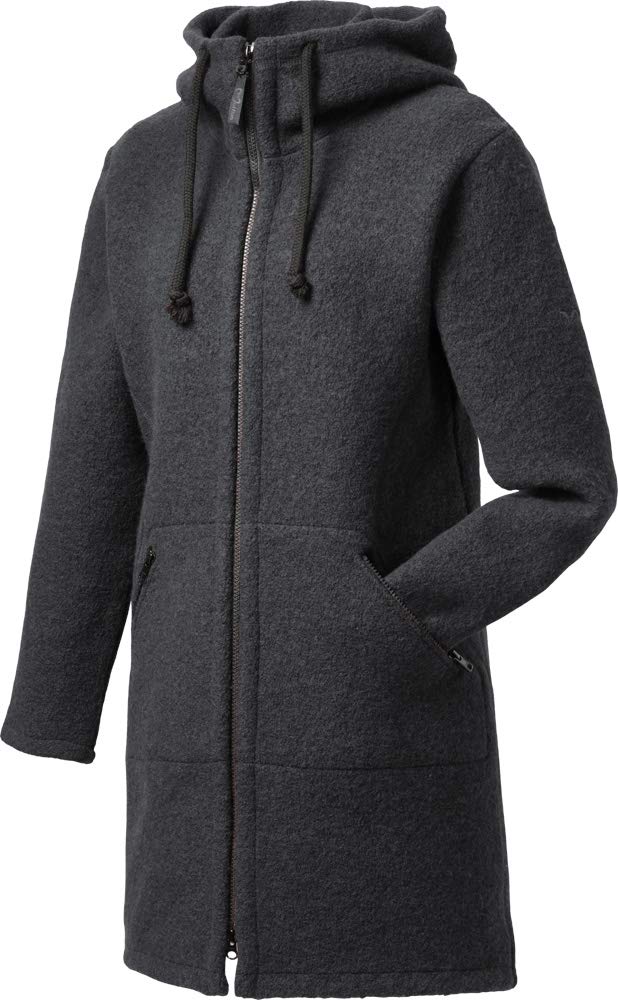 Mufflon Damen Wollmantel Mu-Carla W300 mit Kapuze anthra dunkelgrau - XXL