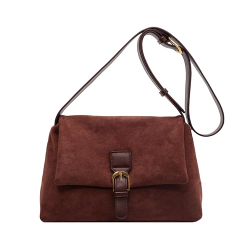 ohodhmnu Damen Tragetasche, Vintage Schultertasche Elegante Leder Crossbody Tasche Frauen Handtaschen Pendler Tasche Casual Tasche für Frauen Lady, coffee, 15.6 inches