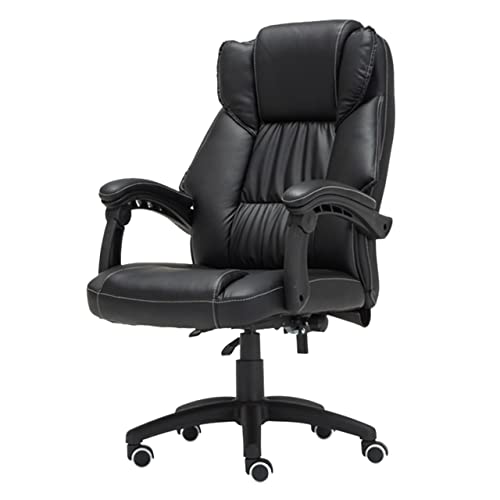 Bürostuhl Ergonomischer Ergonomischer Bürostuhl, hohe Rückenlehne, Chefbüro-PC-Schreibtischstuhl mit Armlehnen – weicher, drehbarer Schreibtischstuhl aus schwarzem Leder mit Rollen Schreibtischstuhl