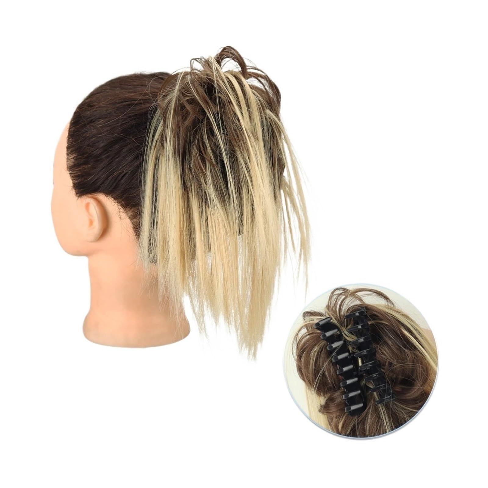 Haarteile Haarknoten Synthetische Haarverlängerung mit Krallenclip, unordentlicher Dutt, flauschiger Chignon, schwarzblonder Haarknoten, Hochsteckfrisur, falsches natürliches Haarteil for Frauen Brötc