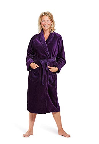 Badrock - Bademantel mit Namen Bestickt - Violett/Lila - 100% Baumwolle - Herren und Damen - mit Stickerei - Personalisiert (XXXL) - SKU 556