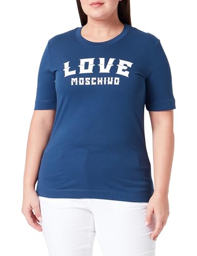 Love Moschino Women's Regular fit Short-Sleeved T-Shirt, Blue, 44