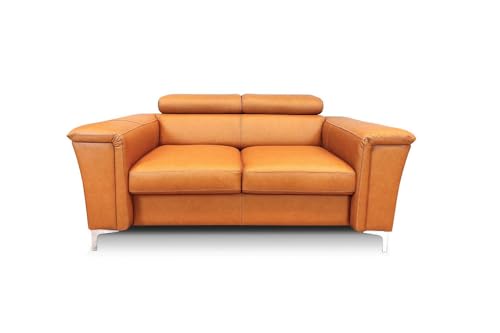 Quattro Meble Echtleder 2 Sitzer Sofa Roma Breite 162cm mit einstellbaren Kopfstützen Ledersofa Exklusiver Stil Premiumklasse Sofa