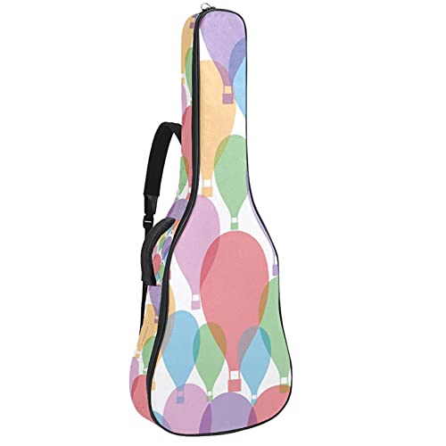 Akustikgitarre Tasche Dicke Polsterung Wasserdicht Dual Verstellbarer Schultergurt Gitarrenkoffer Gig Bag, Buntes Heißluftballonmuster