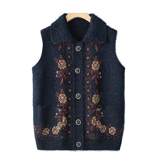 MeiLiSis Weste-Cardigan Für Damen Mittleren Alters – Oma-Pullover, Revers-Pullover, Weste, Gestrickt, Ärmellos, Tank-Top, Frühlings- Und Herbst-Strickweste Mit 2 Taschen, Wie Abgebildet, XL