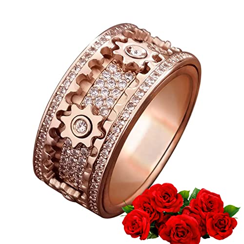 AMZCOM Spinner Ringe für Damen Herren, Zappelband Fingerring Anti stress Ring Drehbar Anti-angst Ring Fidget Toy für Meditation Stressabbau mit Geschenkebox