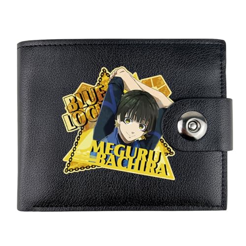 RYNDEX Blue Lo-ck Anime-Geldbörsen, Zweifach Gefalteter Portmonee Klein, PU-Leder Geldbörse Brieftasche Wallet(Color:Multicolor 1)