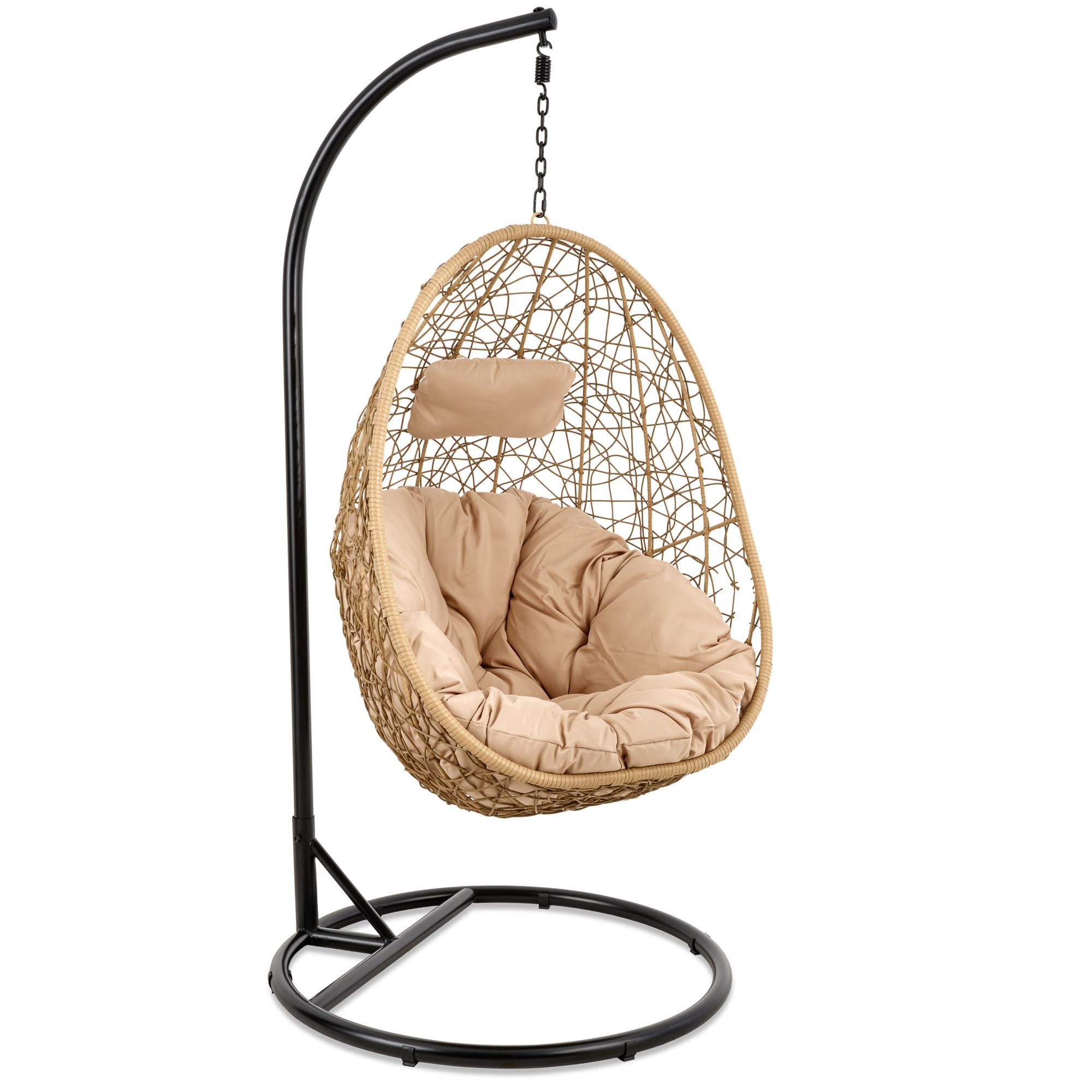 di volio Hängesessel BACOLI Hängekorb Hängeschaukel für Garten und Terasse inkl. Kissen + Fleecedecke (Beige/Beige)