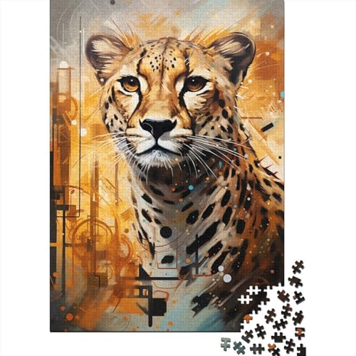 Graffiti-Leoparden-Puzzle aus Holz, 1000 Teile, Puzzle für Erwachsene und Jugendliche, Puzzle für Erwachsene und Jugendliche, Lernspiel, Herausforderungsspielzeug, 75x50cm