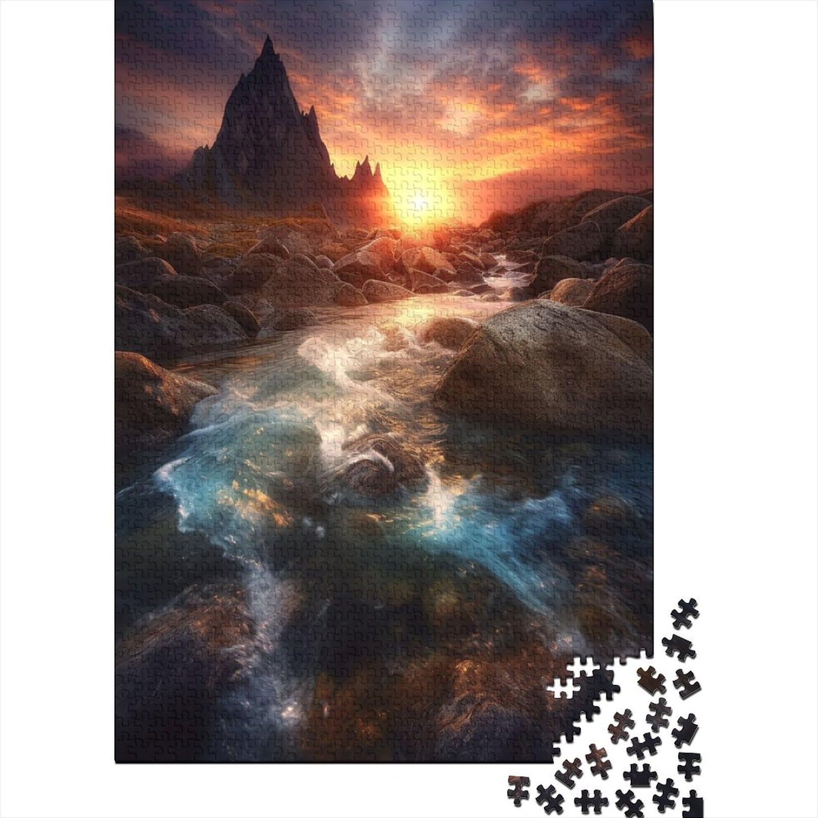 1000-teiliges Puzzle für Erwachsene und Teenager. Dragon Falls, Holzpuzzle für Erwachsene, Puzzle mit passendem Poster und Quizblatt, 75 x 50 cm