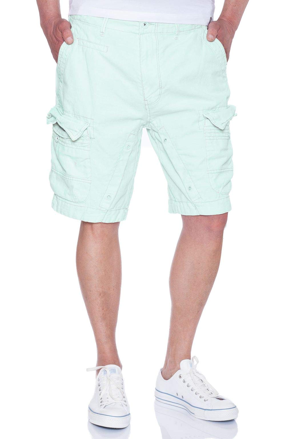 JET LAG Cargo Shorts 17-116 in den Farben Milky Green, Alentian (hellblau) und Beige (hellbraun), Größe:W30, Farbe:Milky Green