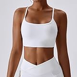 FFNUM Yoga Bras Sport-BH for Damen, überkreuzter Rücken, rückenfrei, Workout, Laufen, Yoga-BH, Yoga-Crop-Top, dünne Träger, BH Gym Running Workout Tank Tops (Color : Wit, Size : 10/M)