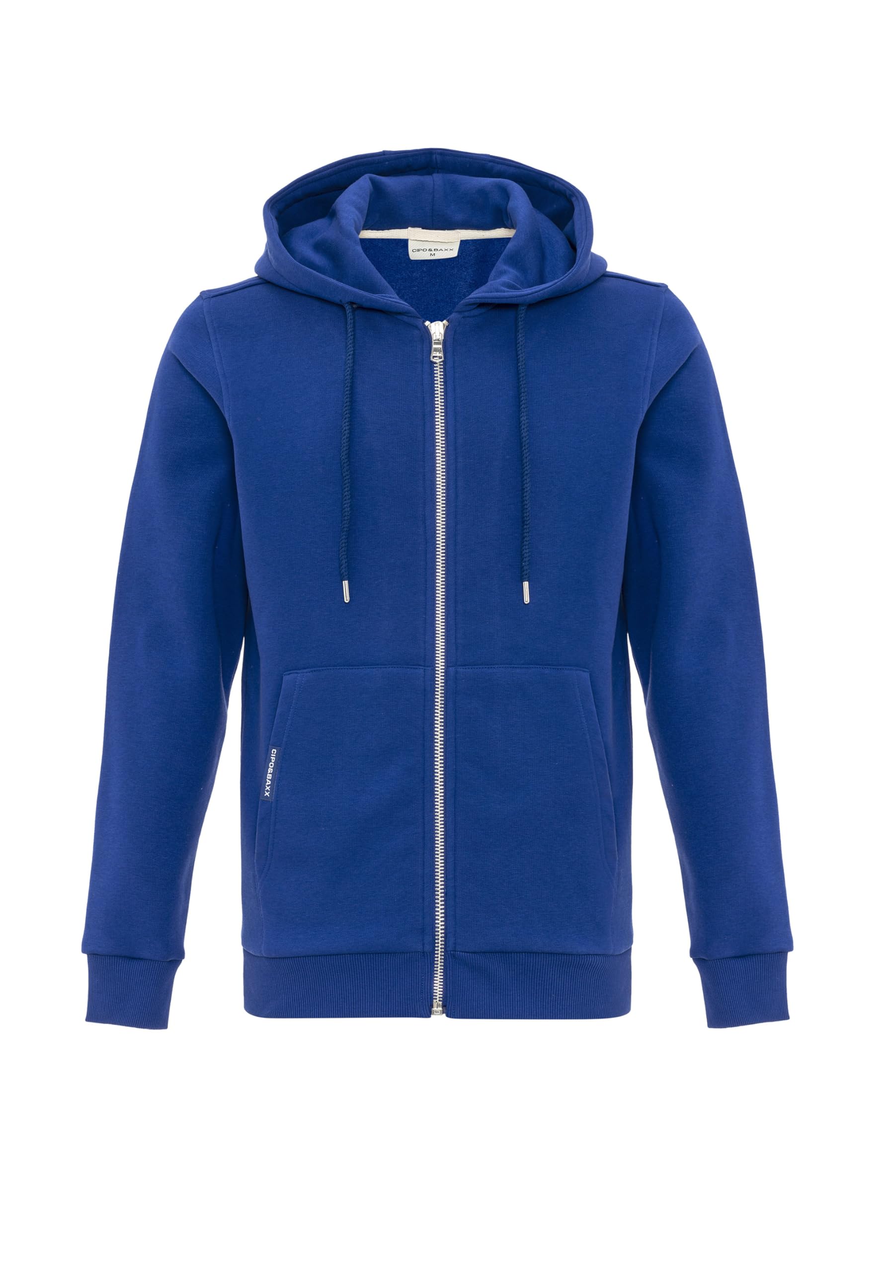 Cipo & Baxx Herren Sweatjacke Sweatshirt Basic Kapuzenpullover Reißverschluss Sweat CL556 Saxeblau L