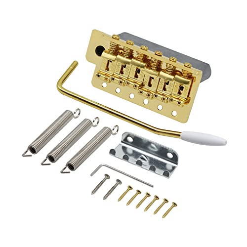 Vintage Guitar Tremolo Bridge Gold Complete Kit 14mm Dickenblock Für Stecken Elektrische Gitarre Gitarrebrücke