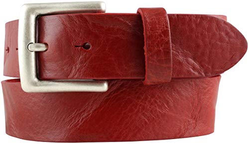 BELTINGER Gürtel aus Vollrindleder Used-Look 4 cm | Jeans-Gürtel für Damen Herren 40mm | Ledergürtel Vintage-Look 4cm | Rot 90cm