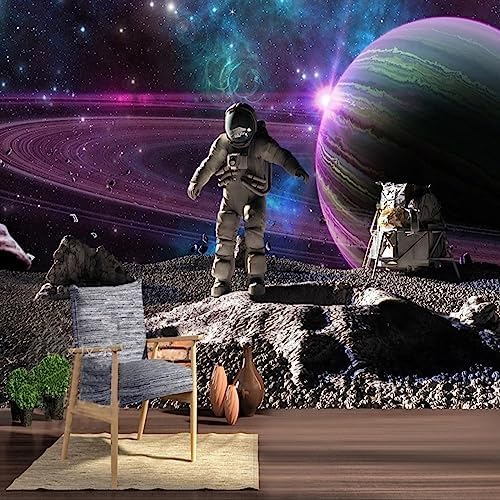 XLMING Cartoon Weltraum Universum Galaxie Astronaut Kinder Dekoration 3D Tapete Home Dekoration Wohnzimmer Sofa Schlafzimmer Tv Hintergrund Wand-300cm×210cm