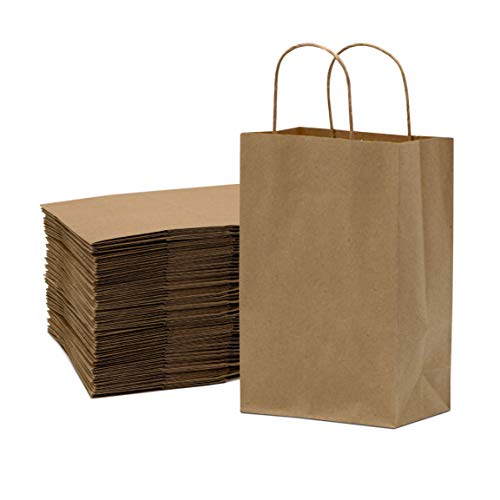 Braune Kraftpapiertüten mit Griffen, Geburtstagspartys, Restaurant-Takeouts, Einkaufen, Merchandise, Party, Einzelhandel, Geschenktüten 6x3x9x3-100 Stück