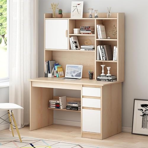 Moderner Home-Office-Schreibtisch mit Ablagefach, Schreibtisch-Arbeitsplatz mit Schrank und Bücherregal, Computer-Laptop-Schreibtisch mit Regal,B,120x45x163cm(47x18x64)