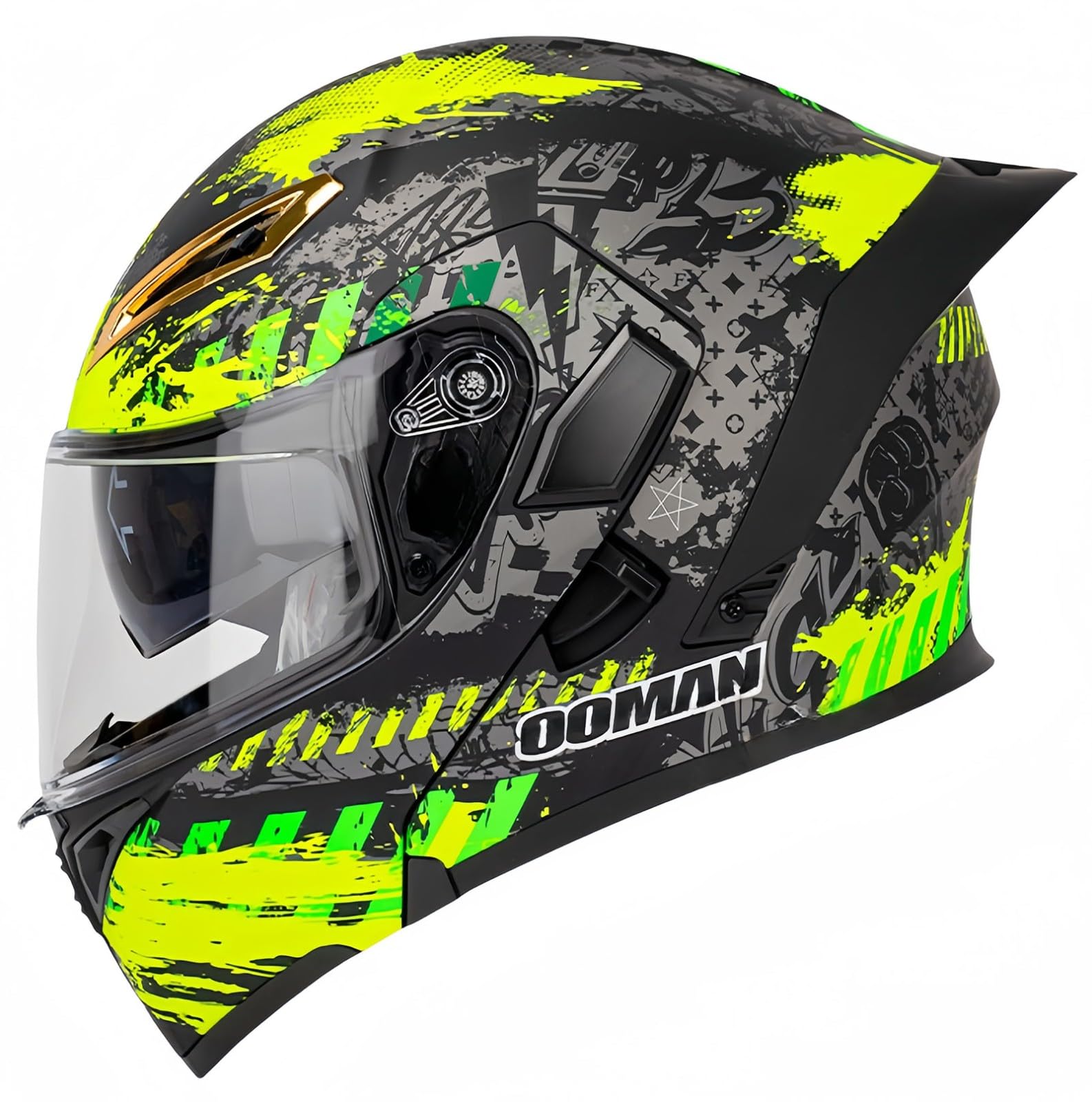 Modularer Motorradhelm, integrierter Motorradhelm, ECE-geprüfter, atmungsaktiver Rollerhelm mit Doppelvisier, Herren- und Damen-Rollerhelm, Doppel-Integralhelm E,XL61-62CM