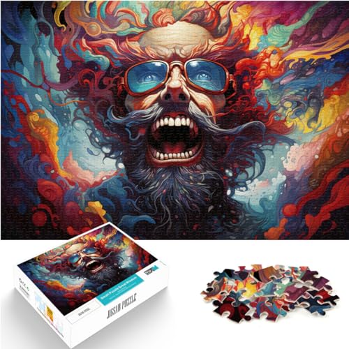 Spielgeschenk Puzzle Mann mit Sonnenbrille 1000-teiliges Puzzle für Erwachsene Holzpuzzle Lernpuzzle als Geschenk für die ganze Familie und die (50 x 75 cm)