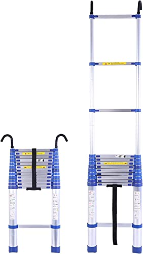 Ausziehbare Aluminium-Teleskopleiter/Aluminium-Teleskopleiter mit Haken, 8 m/7 m/6 m/5 m/4 m/3 m/2 m/1 m hohe Teleskop-Ausziehleitern für Arbeiten im Freien auf dem Dachboden zu Hause, Tragkraft 150