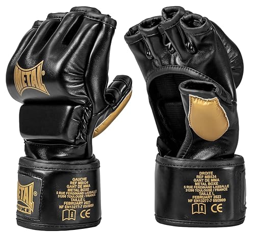 METAL BOXE Unisex – Erwachsene Gants Combat Libre-MMA Compétition GRS S Handschuhe, Schwarz, Small