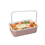 Honey Ware Color Line Frischhaltedose mit Deckel Emaille Rosa | M | 0,74 L | hitzebeständig bis 400°C | Meal Prep Boxen für alle Herdarten, Backofen und Grill geeignet | Aufbewahrungsbox mit Deckel