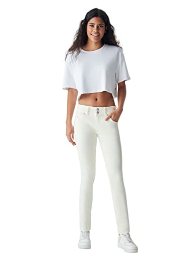 LTB Damen Jeans Molly M Super Slim Fit - Weiß - Off White W24-W34 Baumwolle Stretch, Größe:27W / 34L, Farbvariante:Off White 53296