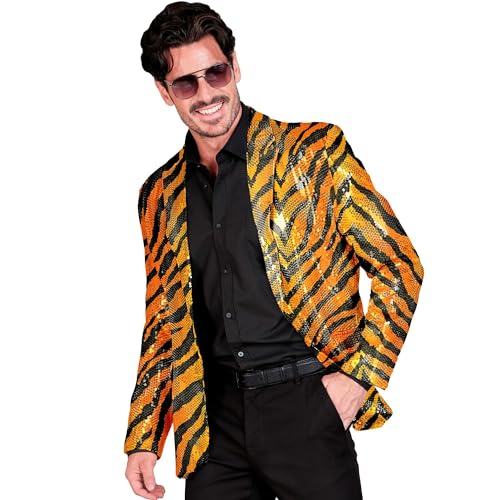 WIDMANN MILANO PARTY FASHION - Party Fashion Jackett mit Pailletten für Herren, Tiermotiv, Disco Fever, Animal Print