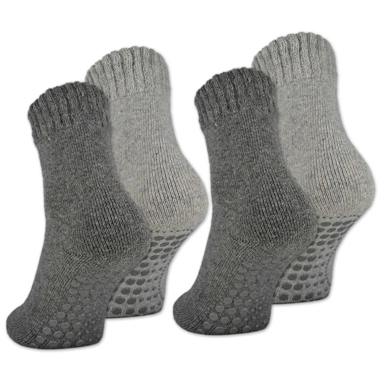 2 | 4 | 6 Paar ABS Socken Herren Damen Anti Rutsch Socken mit Wolle 21463 WP (Grau/Anthrazit 4 Paar 39-42)