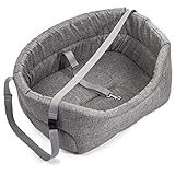 BOUTIQUE ZOO Hunde Autositz Universal Waschbar Abriebfest, Autositz Hund für Vordersitz, Beifahrersitz, Rückbank, Hundebett Hundetasche, S: 39 cm x 32 cm, Grau - Polyester: Leinenimitat