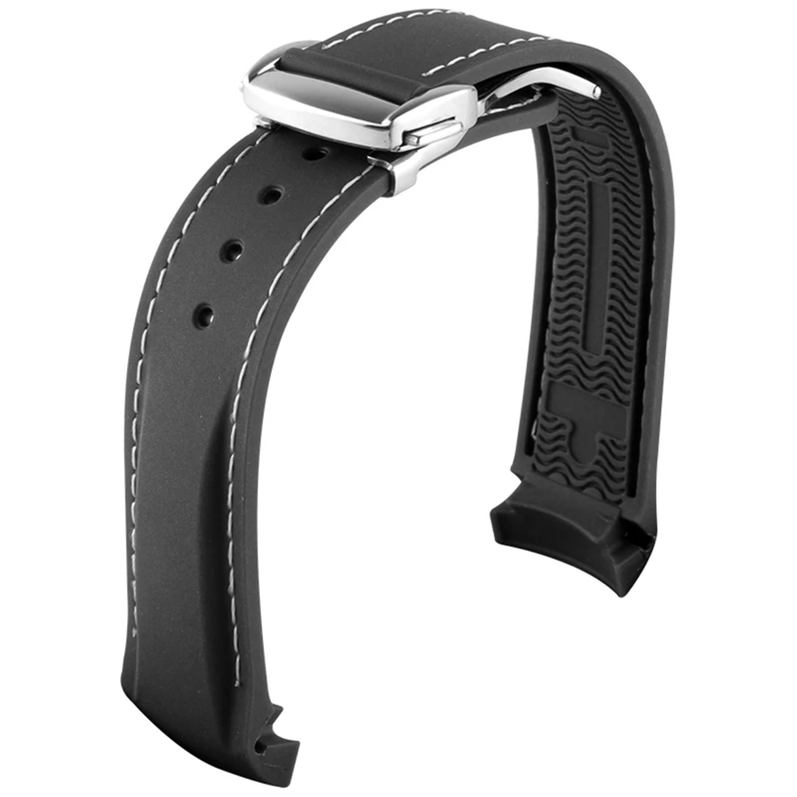 NEYENS Gummi-Uhrenarmband für Omega Seamaster Uhrenarmbänder mit Faltschnalle, 20 mm / 22 mm, gebogenes Ende, Silikon-Armbänder, 19 mm, Achat