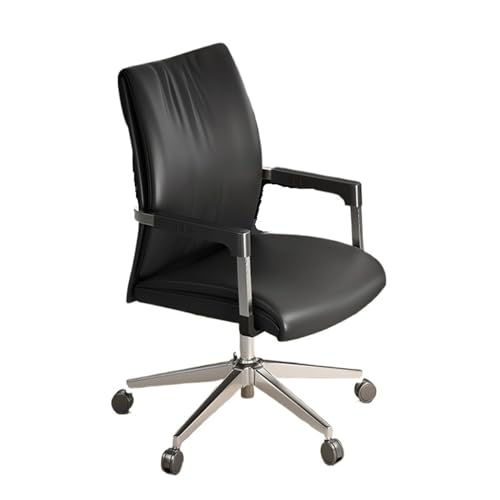 Bürostuhl Ergonomischer Ergonomischer Stuhl, Bürostuhl, bequemer PU-Lederstuhl, verstellbarer Drehstuhl, Schreibtisch und Stuhl for Büro, Besprechungsraum und Heimgebrauch Schreibtischstuhl(Schwarz)