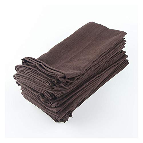 Wiederverwendbare Stoffservietten, Set von 12 Stück Tuch Servietten 40x40cm Baumwolle Leinen Servietten Tischsat Weiche Esstisch Servietten Matte Kinder Tisch Serviette Stoff(12CJ006 4040DKcoffee)