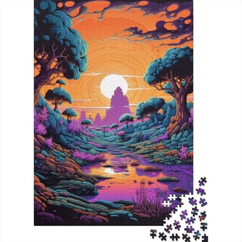 Dunkler Wald Holzpuzzle für Teenager Kunstpuzzle für Erwachsene 1000 Teile Entspannungspuzzlespiele-Denkspiel 75x50cm