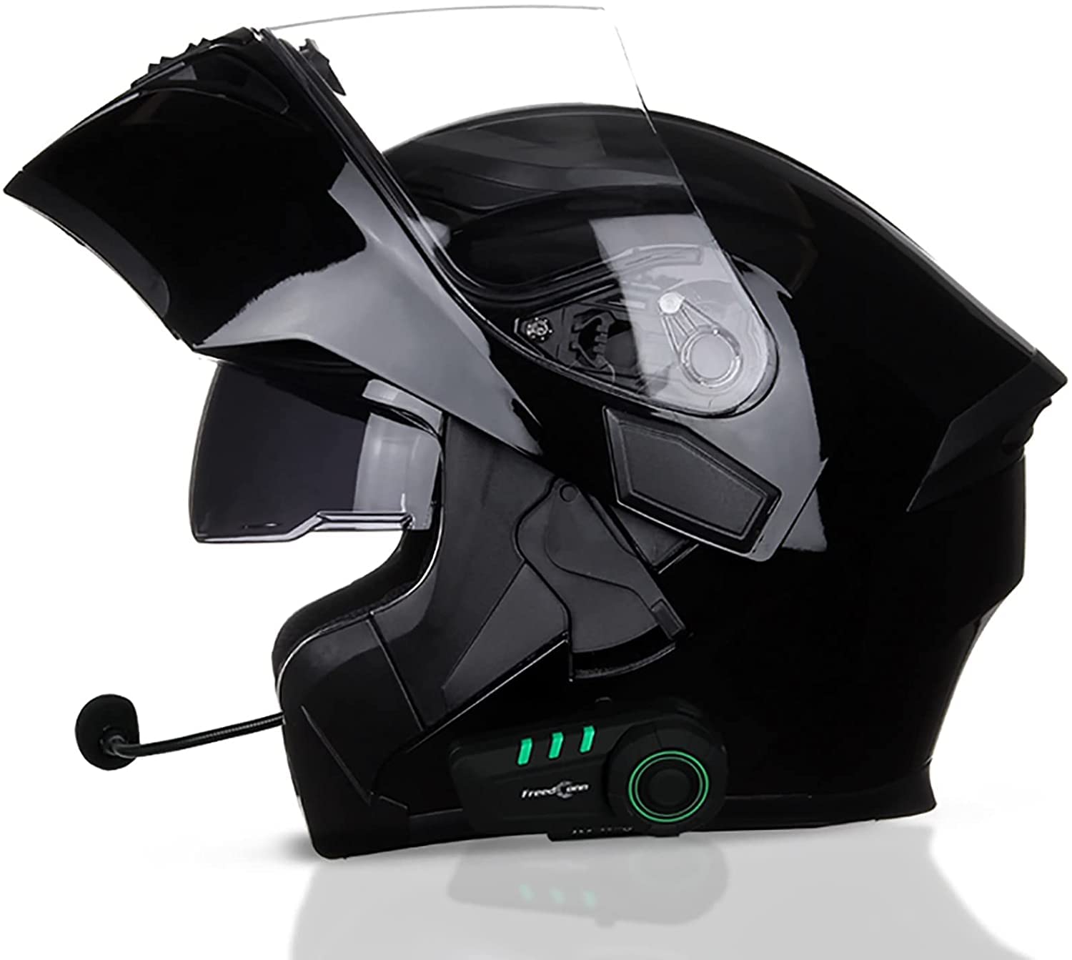 Motorradhelm-Bluetooth-Helm Motorrad Klapphelm Damen Und Herren,DOT/ECE Zertifiziert Motorradhelm Integralhelme Mit Doppelvisier,Integriert Mikrofon Für Automatische Reaktion