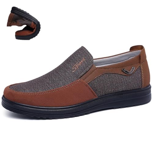 OTEB Klassische, lässige Schuhe aus altem Stoff, Slipper for Herren aus Segeltuch, flach, leicht, for das Fitnessstudio oder for Spazierengehen im Freien(Brown,41 EU)