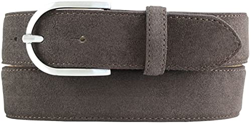 BELTINGER Damen-Gürtel aus Veloursleder 3,5 cm | Velour-Ledergürtel für Damen 35mm | Wildleder-Gürtel mit runder Gürtelschließe | Dunkelbraun 80cm